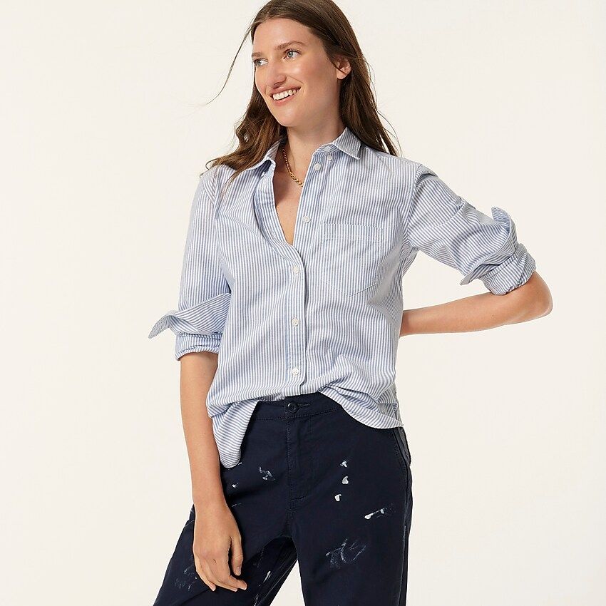 Classic-fit oxford cotton shirt in stripe | J.Crew US