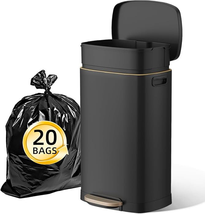 KUK 13 Gallon Kitchen Trash Can with Lid, 50L/13Gal Office Step Garbage Can for Home, Kitchen, La... | Amazon (US)