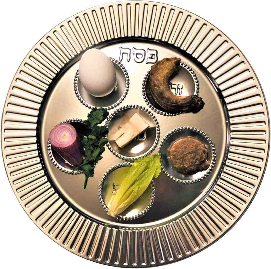 Passover Plastic Seder plate (10 pack) - 13" Traditional Silver Disposable plates for Pesach Tabl... | Amazon (US)