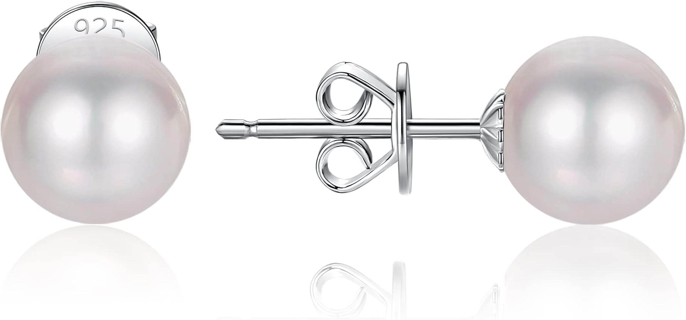 Pearl Stud Earrings for Women 925 Sterling Silver Sensitive Genuine 5mm White Real Round Freshwat... | Amazon (US)