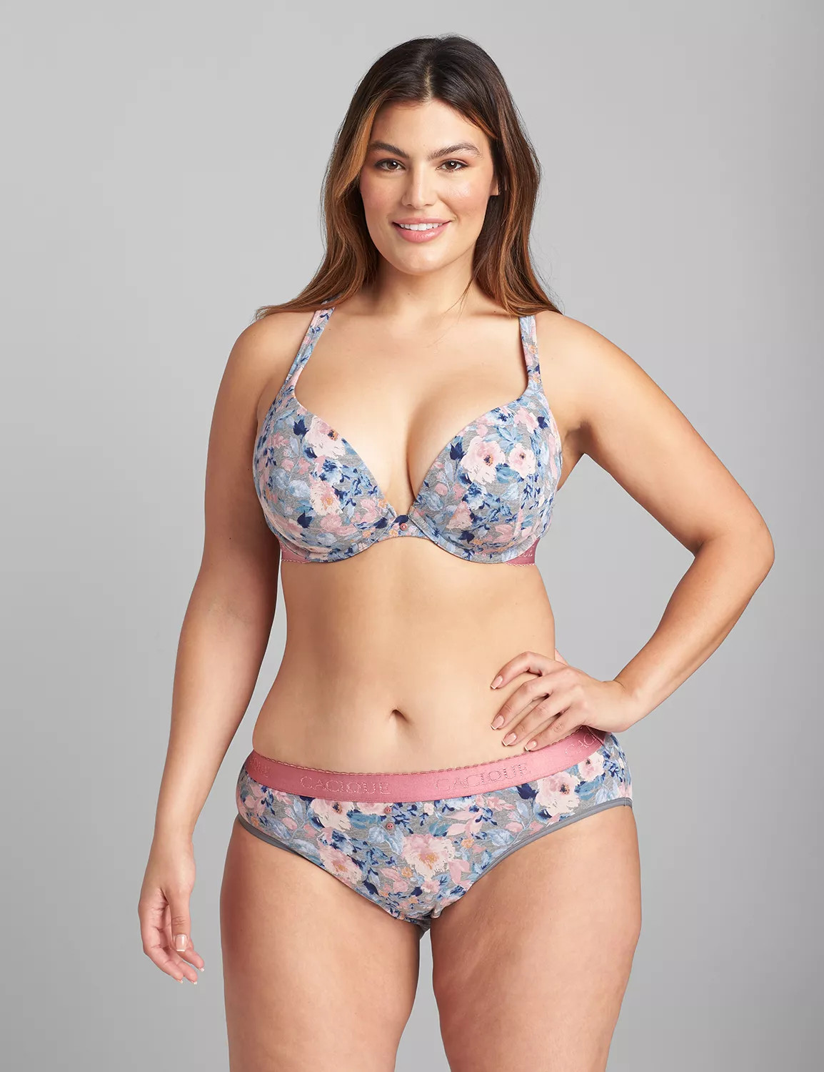 Lane Bryant Women's Cotton Boost Plunge Bra 42DDD Garden Rose | Lane Bryant (US)