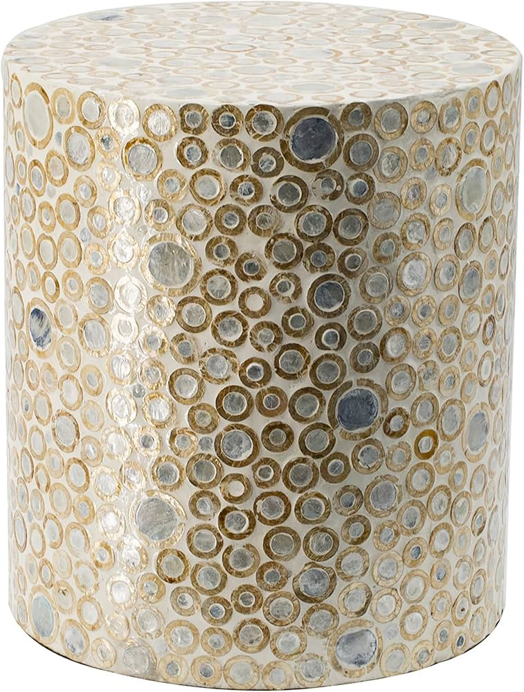 A&B Home Mother of Pearl End Table, Cream Round Capiz Stool, Live Edge Coffee Table, Living Room ... | Amazon (US)