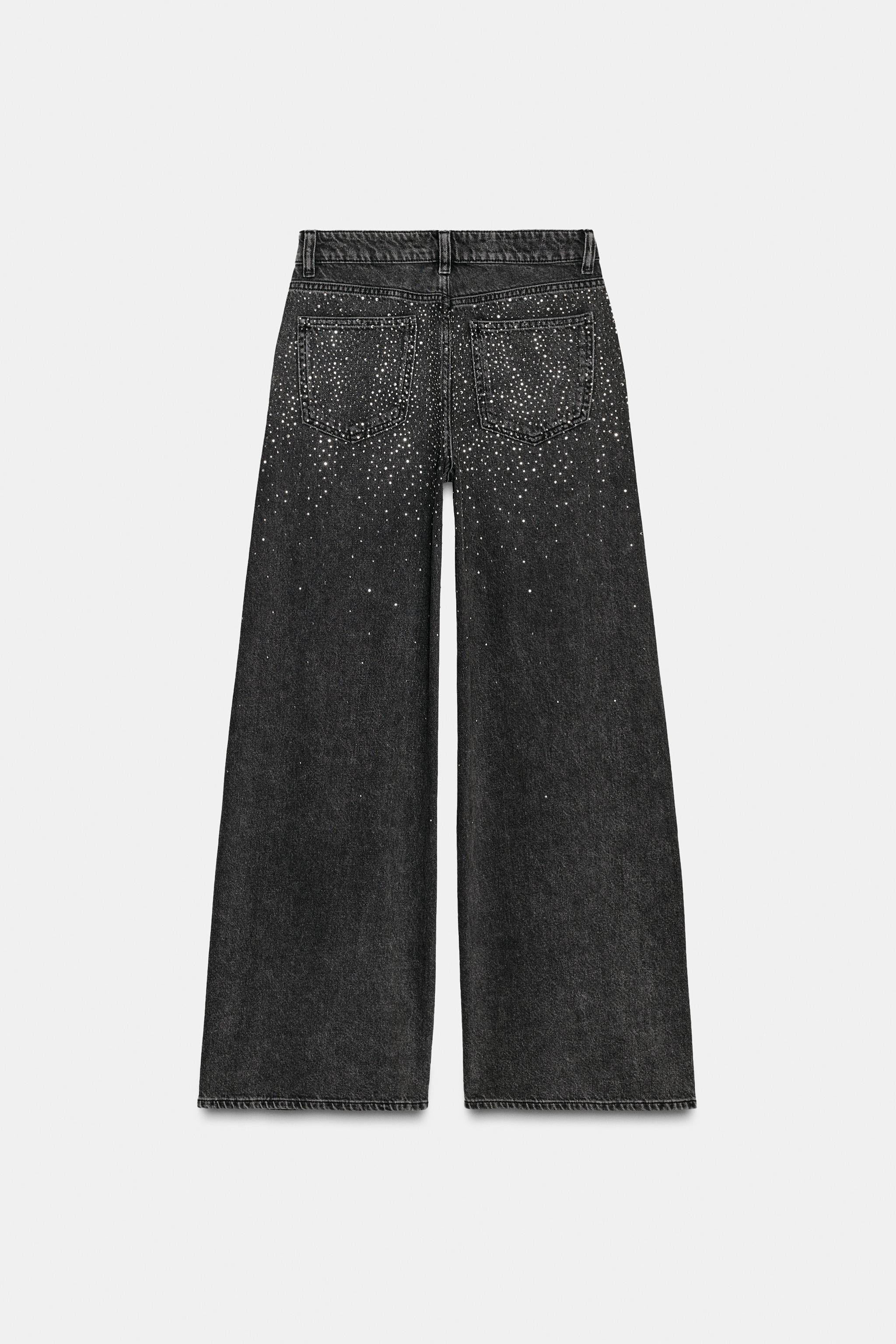 Z1975 LOOSE WIDE-LEG JEANS WITH SHINY BEADS | Zara UK
