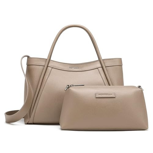 NEWBELLA Hobo Handbag for Women, Crossbody Tote Bag, Shoulder Purse with Top Handle (Apricot with pouch, For 13 inch laptop) | Amazon (US)