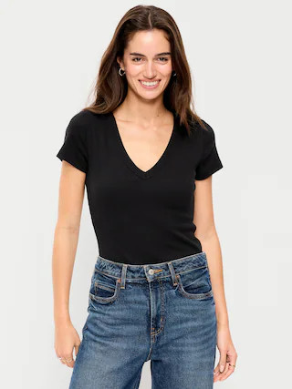 Snug V-Neck Crop T-Shirt | Old Navy (US)