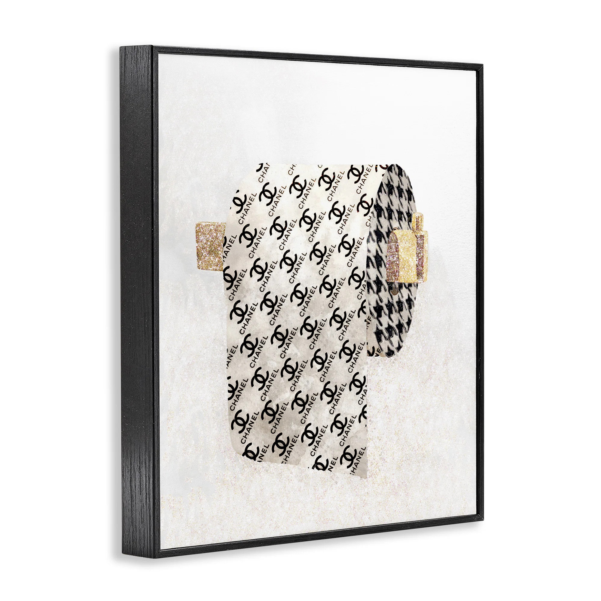 Fashion Glam Toilet Paper Designer Detailing Oversized Black Framed Giclee Texturized Art by Ziwe... | Wayfair North America
