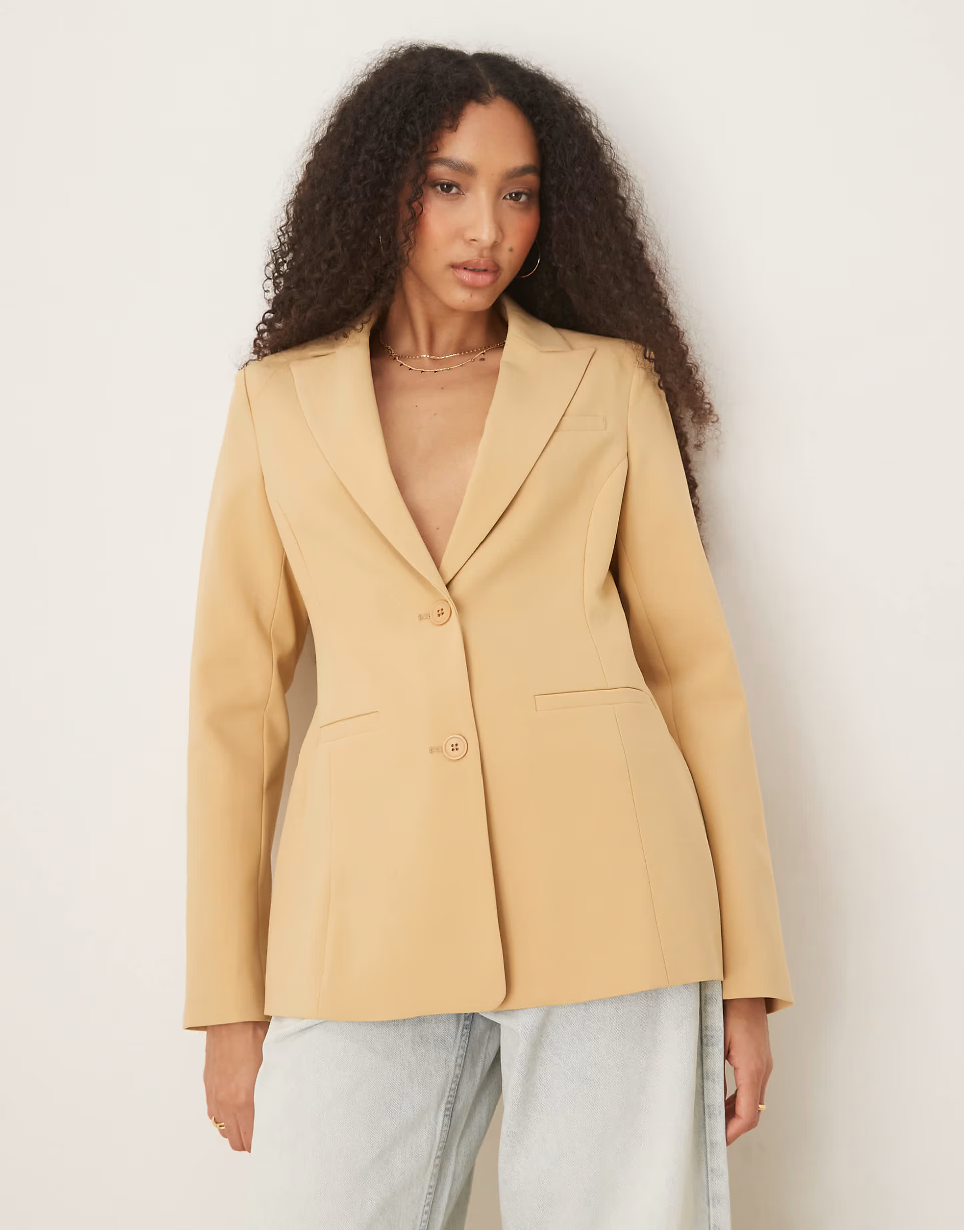 ASOS DESIGN moulded hip blazer in caramel | ASOS | ASOS (Global)