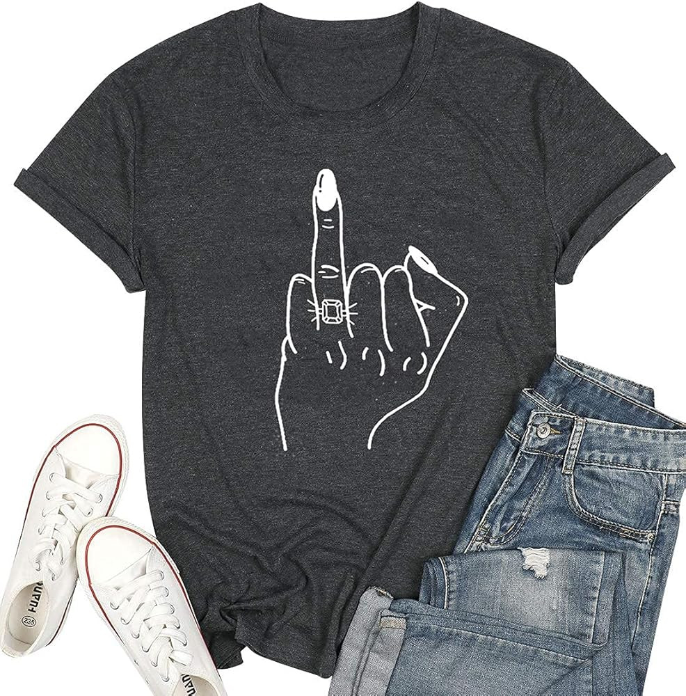Bride T Shirt Finger Diamond Ring Wedding Honeymoon Shirts Women Engagement Announcement Vacation Pa | Amazon (US)