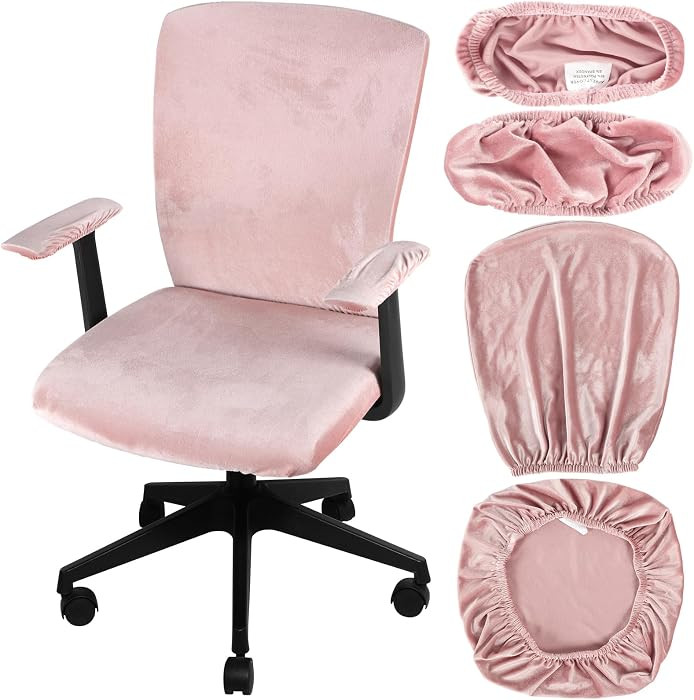 4 Pcs Office Chair Covers Set with Armrest, Stretchable,Light Pink | Amazon (US)