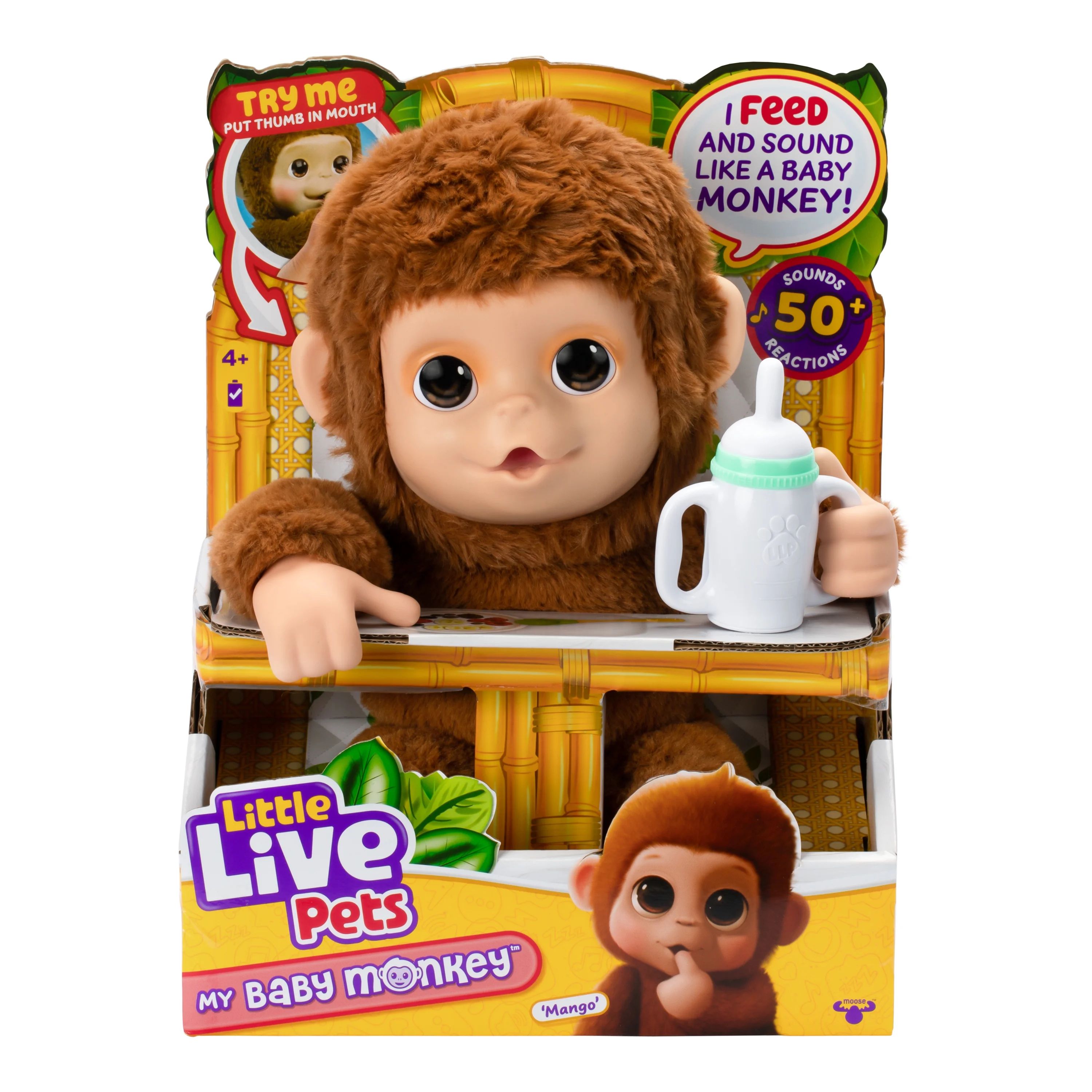 Little Live Pets My Baby Monkey Mango, 50+ Sounds and Reactions, Ages 4+ | Walmart (US)