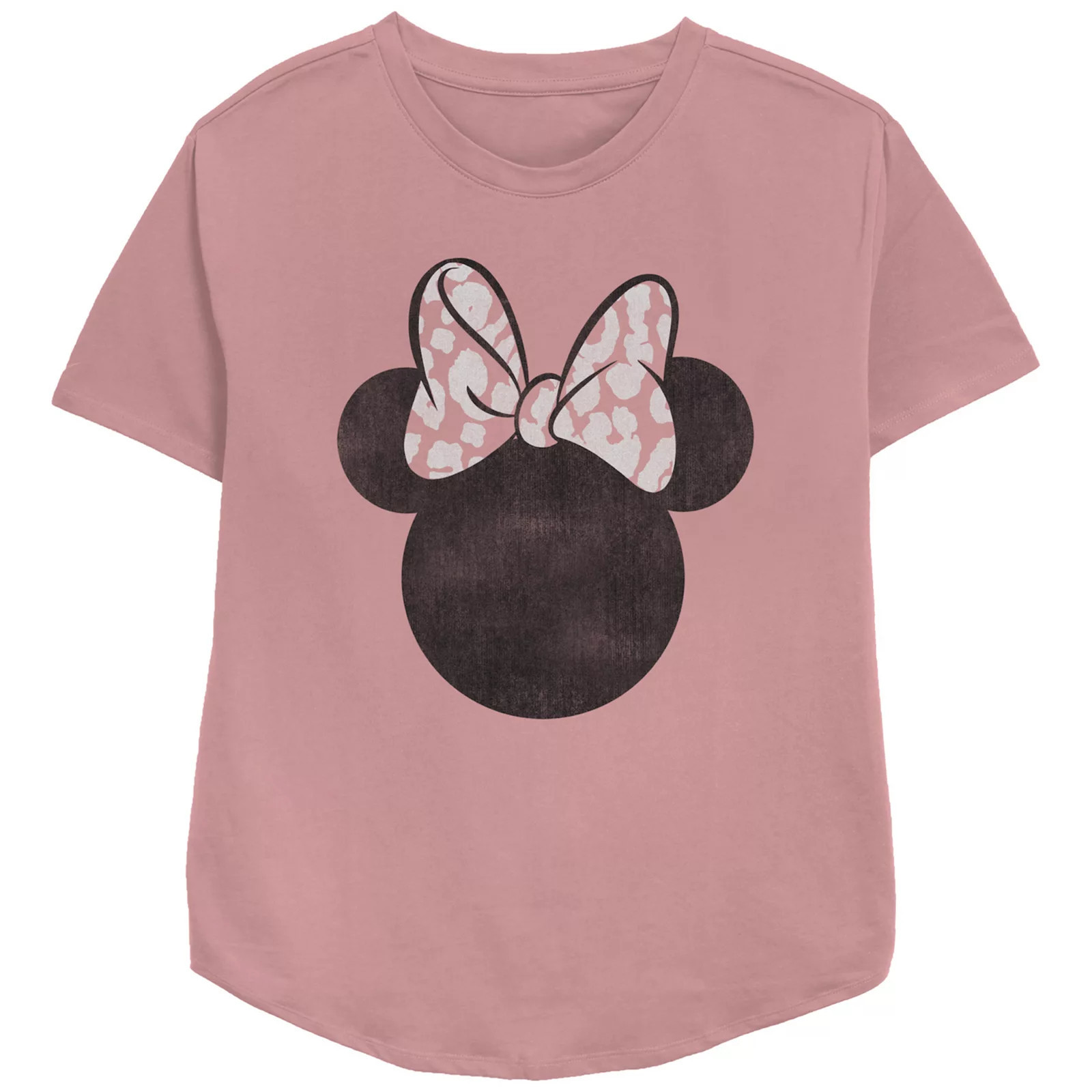 Disney's Minnie Mouse Pink Leopard Print Bow Women's Relaxed Fit Graphic Tee, Size: Small | Kohl's