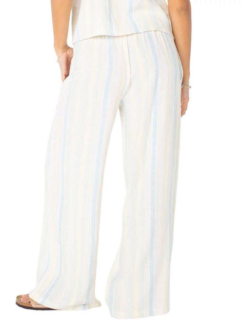Celebrity Pink Women's Stripe Pull On Wide Leg Beach Pant, Sizes XS-XXXL | Walmart (US)