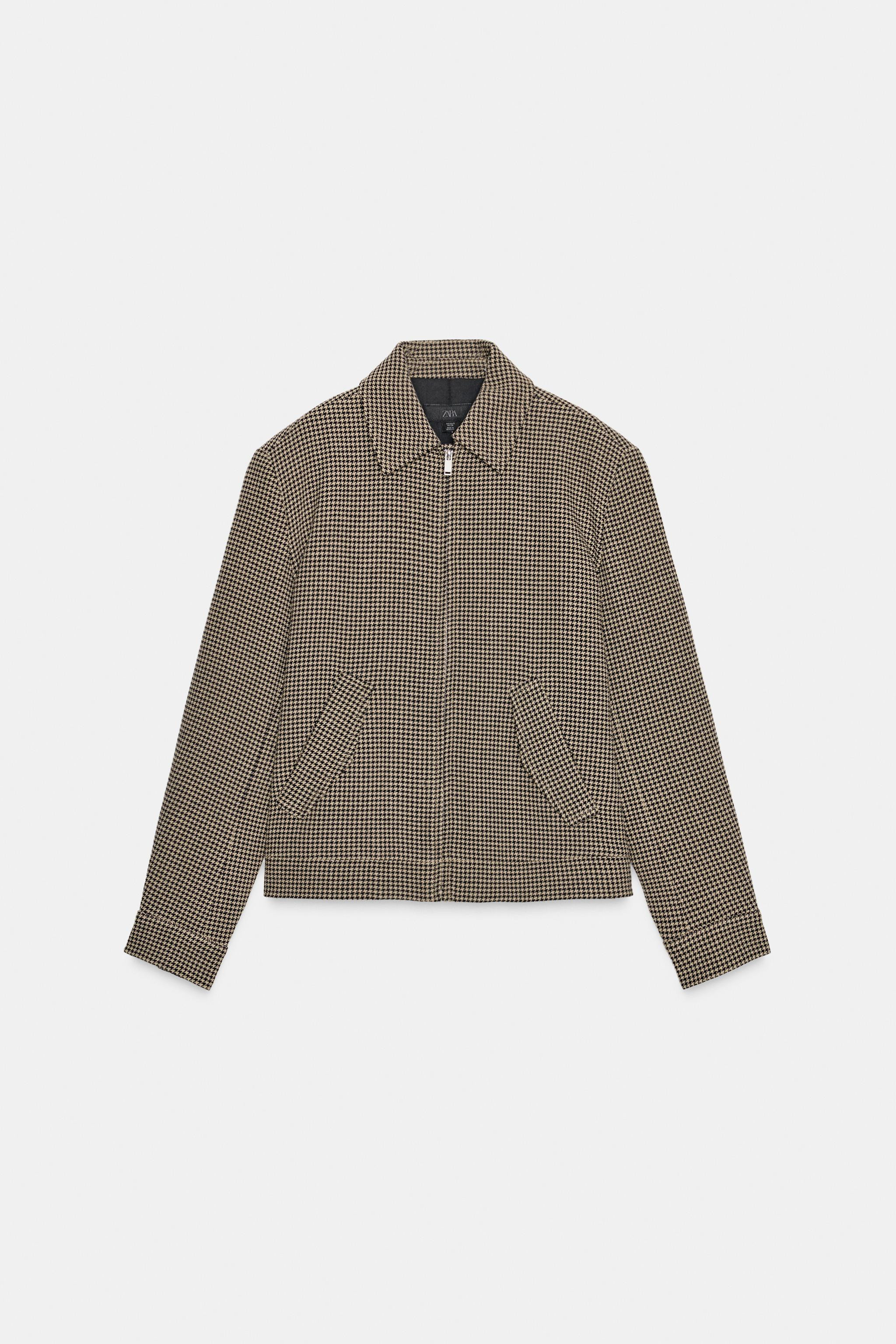 HOUNDSTOOTH BOMBER JACKET WITH SHOULDER PADS | Zara US