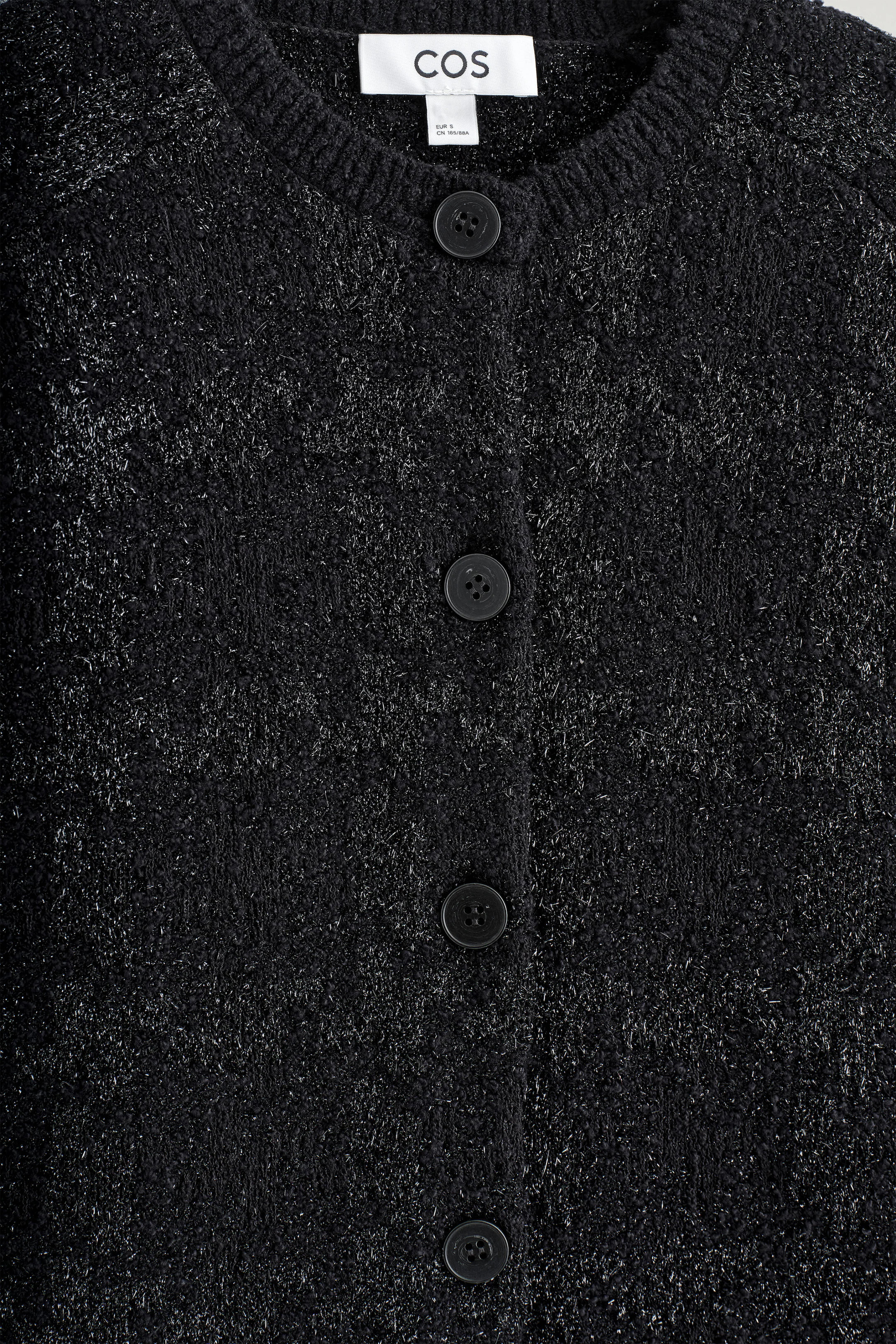 SPARKLY BOUCLÉ-KNIT CARDIGAN - BLACK / CHECKED | COS GB | COS UK