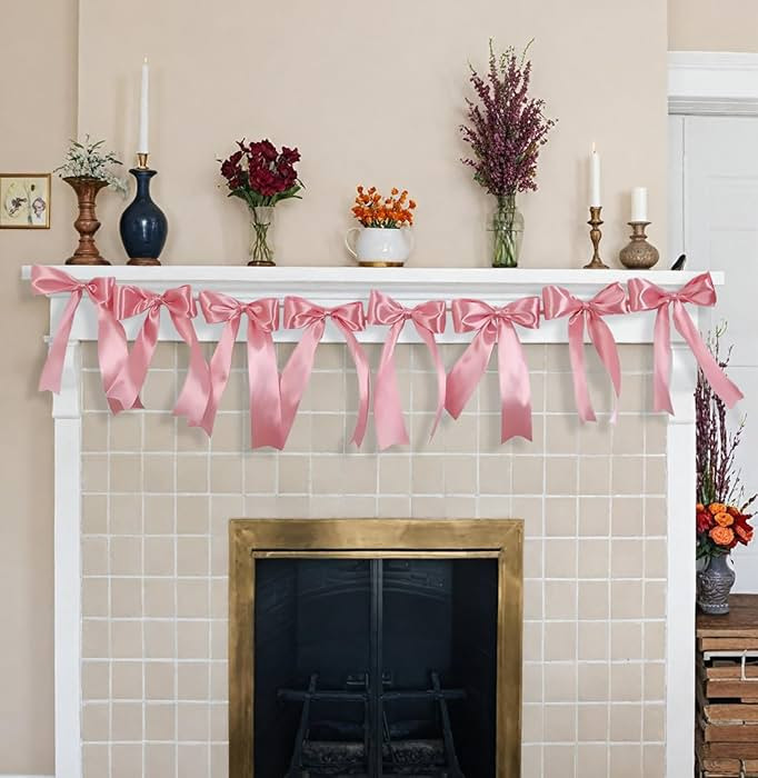 Bow Garland Banner for Bachelorette Decorations, Coquette Birthday Party, Bow Decor Wall for Brid... | Amazon (US)