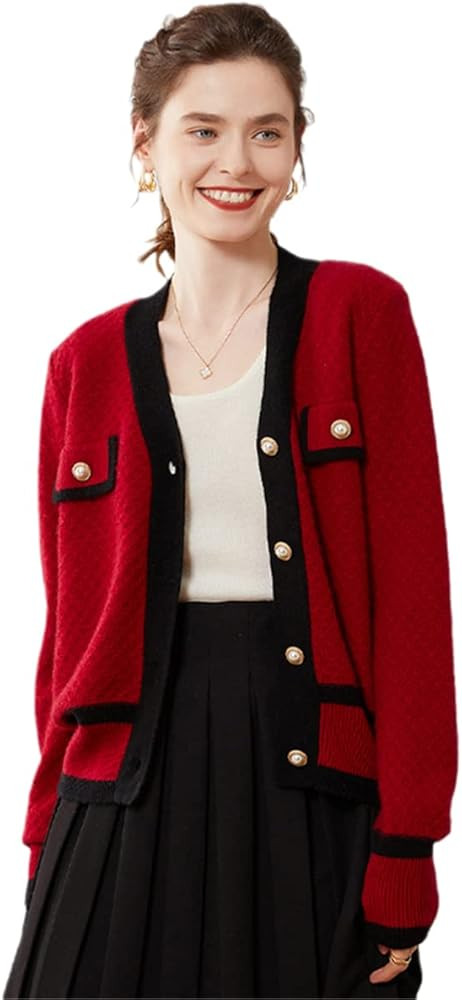 Women's 100% Cashmere Knitted Sweater Cardigan Coat Causal Full Sleeve Loose Shirt Spring | Amazon (US)