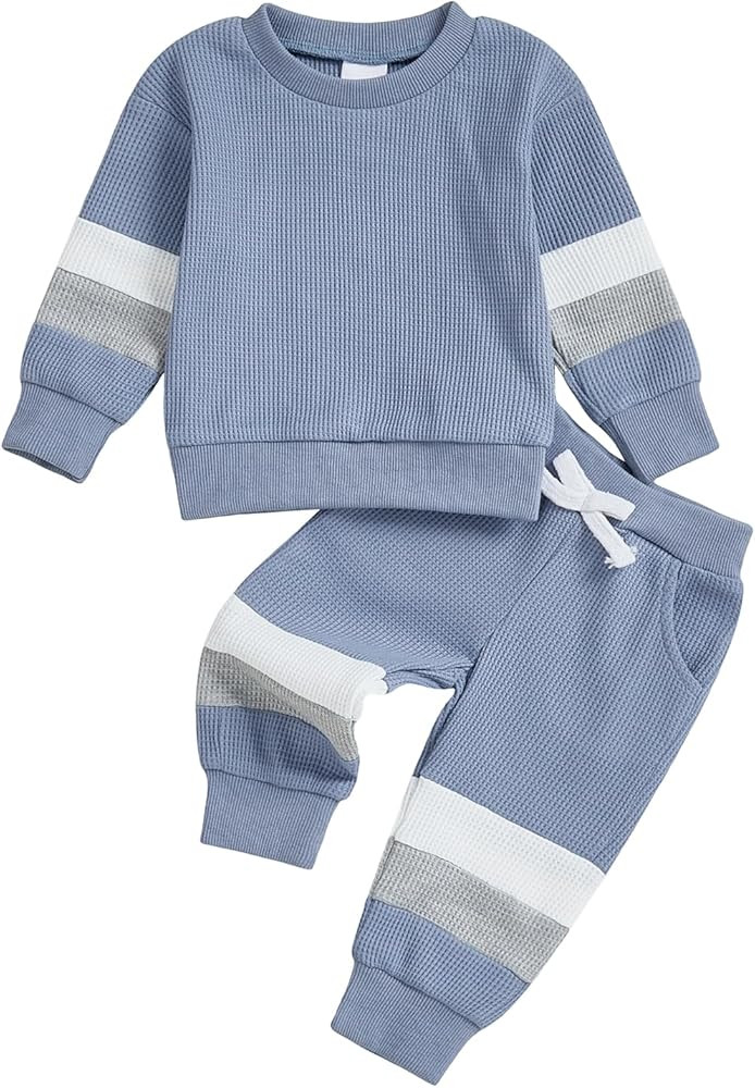 Kuriozud Toddler Baby Boy Fall Winter Clothes Long Sleeve Crewneck Pullover Sweatshirt Jogger Pan... | Amazon (US)
