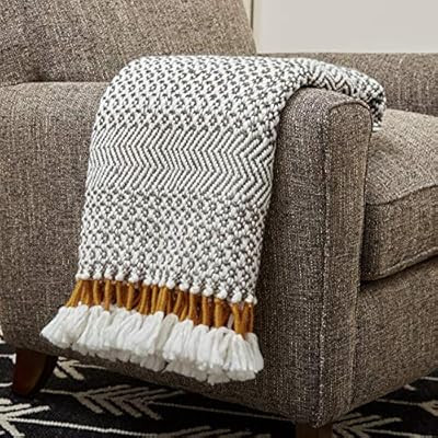 Amazon Brand – Rivet Modern Hand-Woven Stripe Fringe Throw Blanket, Soft and Stylish, 50" x 60"... | Amazon (US)