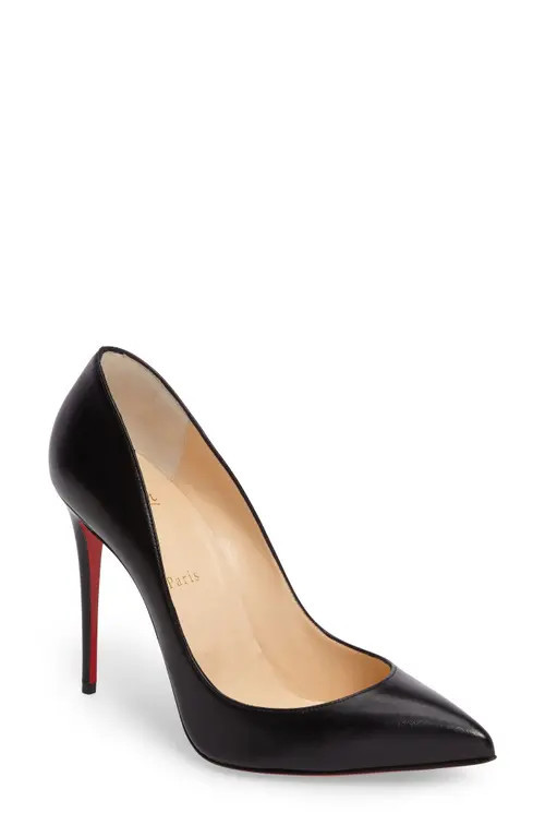 Christian Louboutin Pigalle Follies Pointy Toe Pump in Black Leather at Nordstrom, Size 6.5Us | Nordstrom