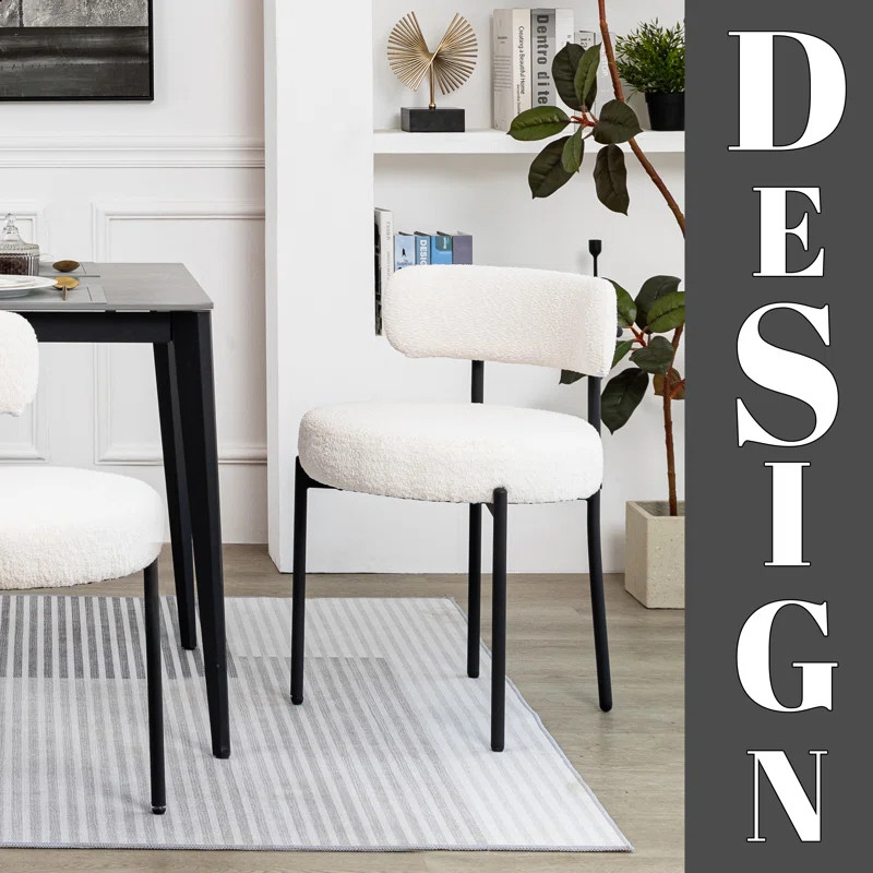 Modern Accent Chair, Upholstered Dining Chairs, Short Plush Fabric, Armless Dining Chair | Wayfair North America