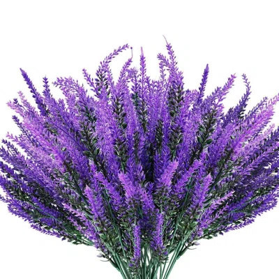 8 Bundles Artificial Flowers Lavender Bunch Fake Plant Faux Floral Arrangements Indoor Outdoor Decor | Wayfair North America