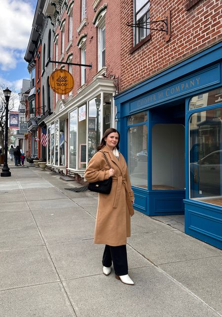Wore this on our upstate weekend adventure. This camel long coat has been a great winter investment piece and I paired it with the relaxed curve love denim from Abercrombie and a pair of white ankle boots  

#LTKfindsunder100 #LTKSeasonal #LTKstyletip