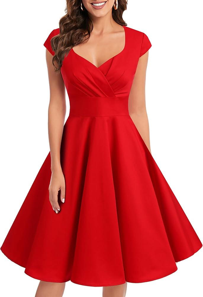 Bbonlinedress Women Short 1950s Retro Vintage Cocktail Party Swing Dresses | Amazon (US)