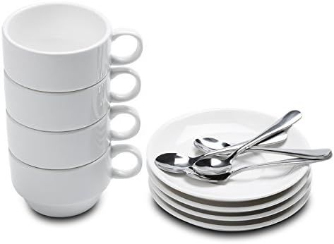 Aozita Espresso Cups and Saucers with Espresso Spoons, Stackable Espresso Mugs,12-piece 2.5-Ounce De | Amazon (US)