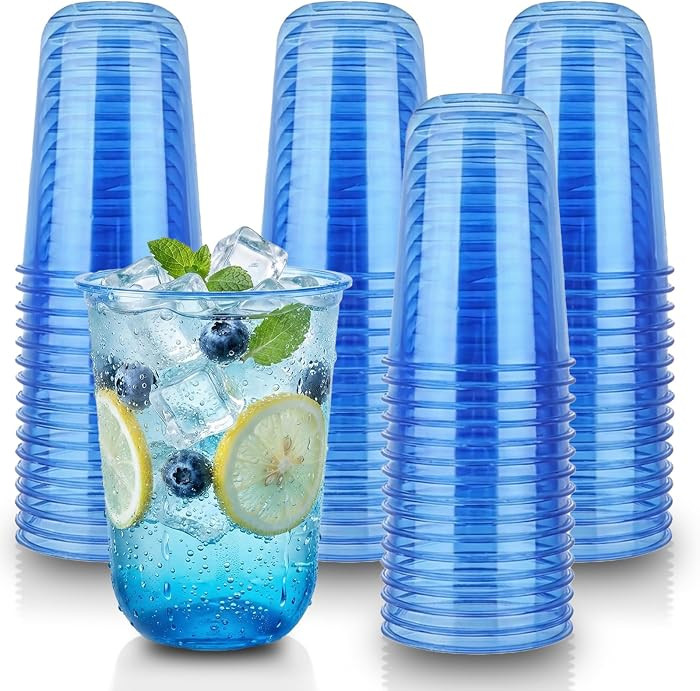 50pcs 500ml/16oz Disposable Stemless Glasses,PET Disposable Drinking Cups,Cold Party Clear Plasti... | Amazon (US)