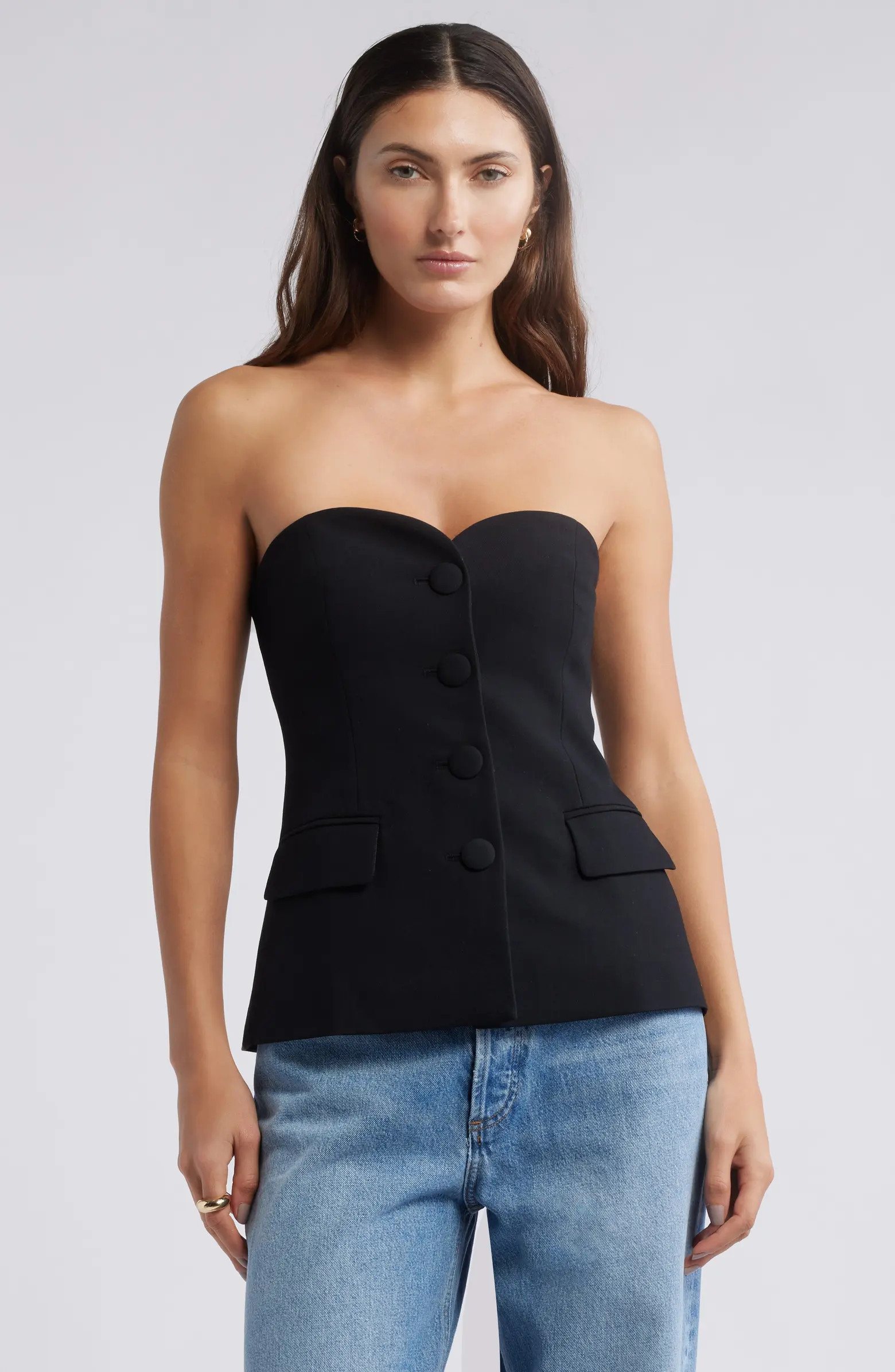 Open Edit The Icon Button Front Strapless Top | Nordstrom | Nordstrom