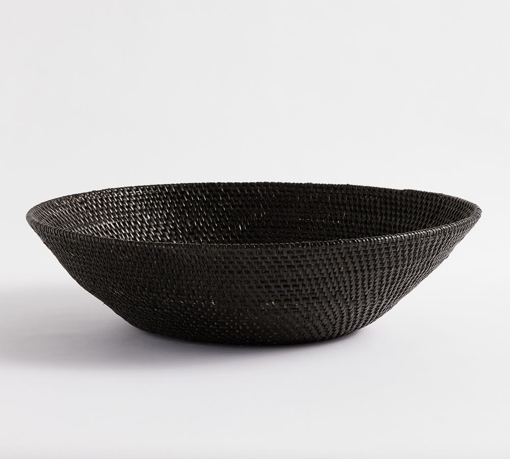 Woven Rattan Vase Collection, Black | Pottery Barn (US)
