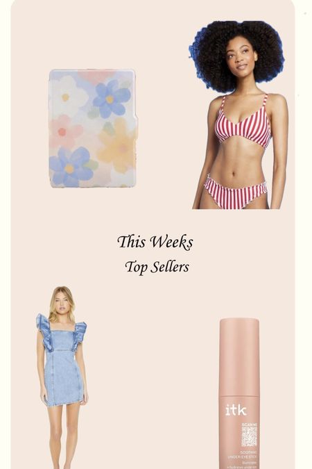This weeks tops sellers! These kindle cases are coming back! Yall love these so much and who can blame you they’re so cute. Cowgirl era has come and is here to stay! Loving all the denim dresses but especially this one from forever 21!  Loving these swimsuits from target they’re such a good price and sooo cute! And of course ITK eye stick! The perfect thing to keep in your purse this summer to brighten up your face! 

#LTKBeauty #LTKSwim #LTKU