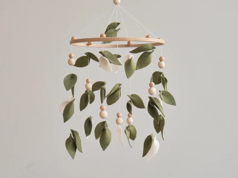 Mobile bébé forêt, mobile floral vert pour chambre d'enfant, mobile feuille pour berceau, mobi... | Etsy (FR)
