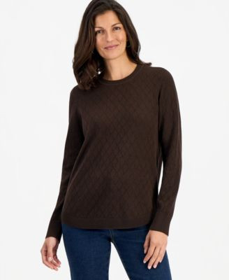 Style & Co Women's Cotton Curved-Hem Sweater, Macy's Exclusive - Leafy Clover | Macy's