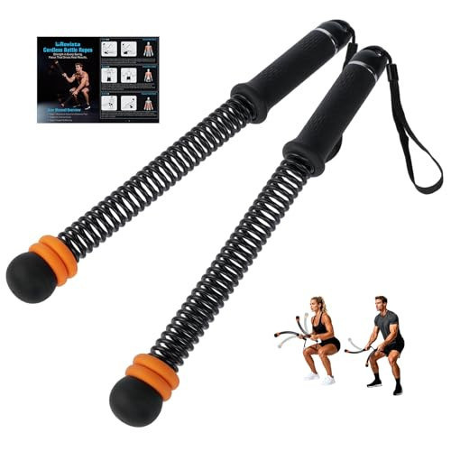 2 PCS Weighted Cordless Battle Ropes - Adjustable Resistance and Portable Ropeless Battle Ropes with Non Slip Handle - Low-Noise Exercise Rope for Instant Effective Workouts Anytime (Black) | Amazon (US)