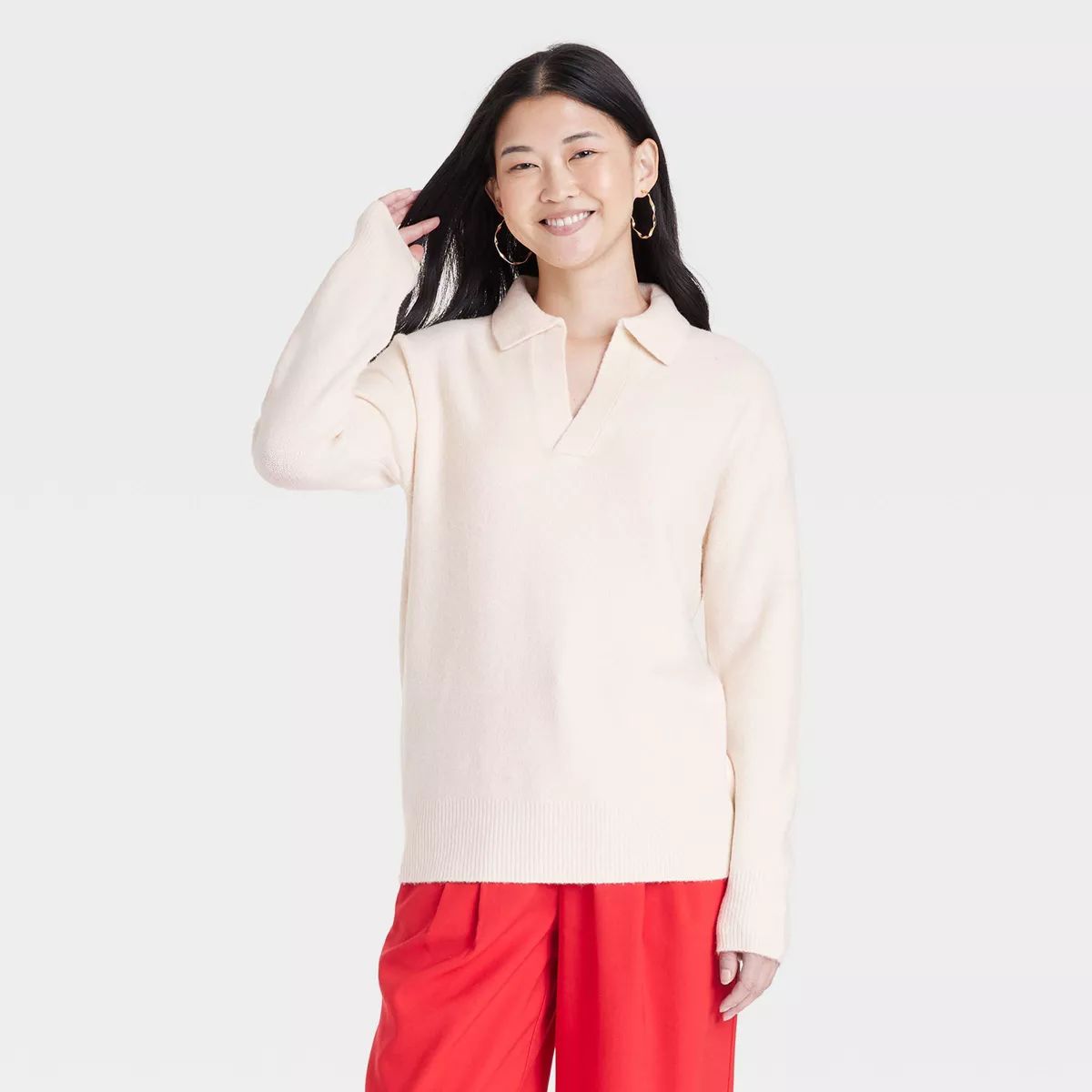 Women's Cozy Knit Polo Collar Pullover Sweater - A New Day™ | Target