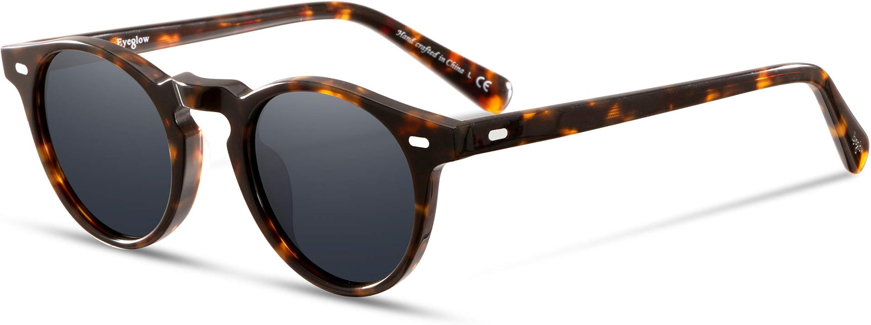 EyeGlow Vintage Men Round Sunglasses Retro Sunglasses for Women Polarized Lens Acetate Material | Amazon (US)