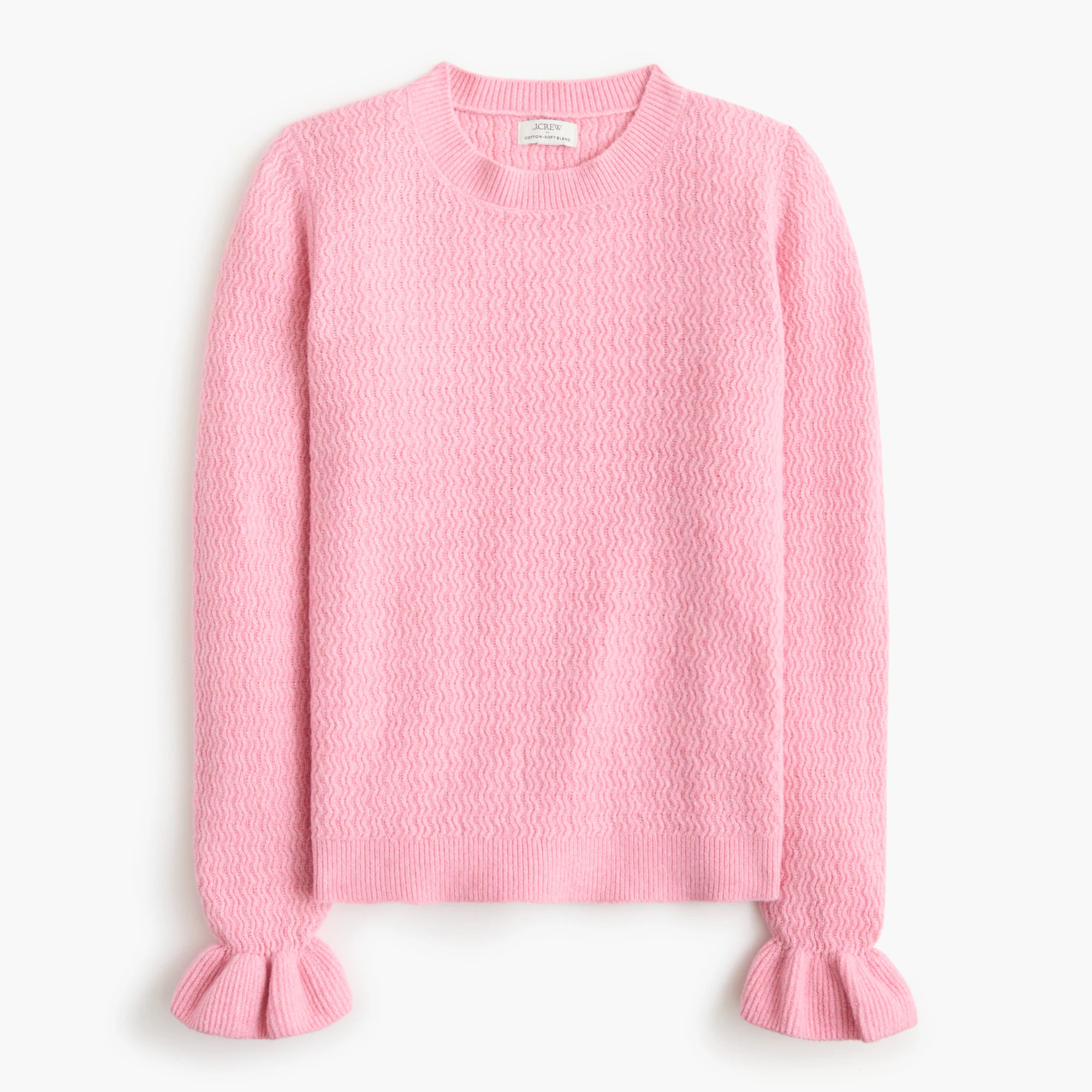 Ruffle-sleeve sweater in cotton-soft blend | J.Crew Factory