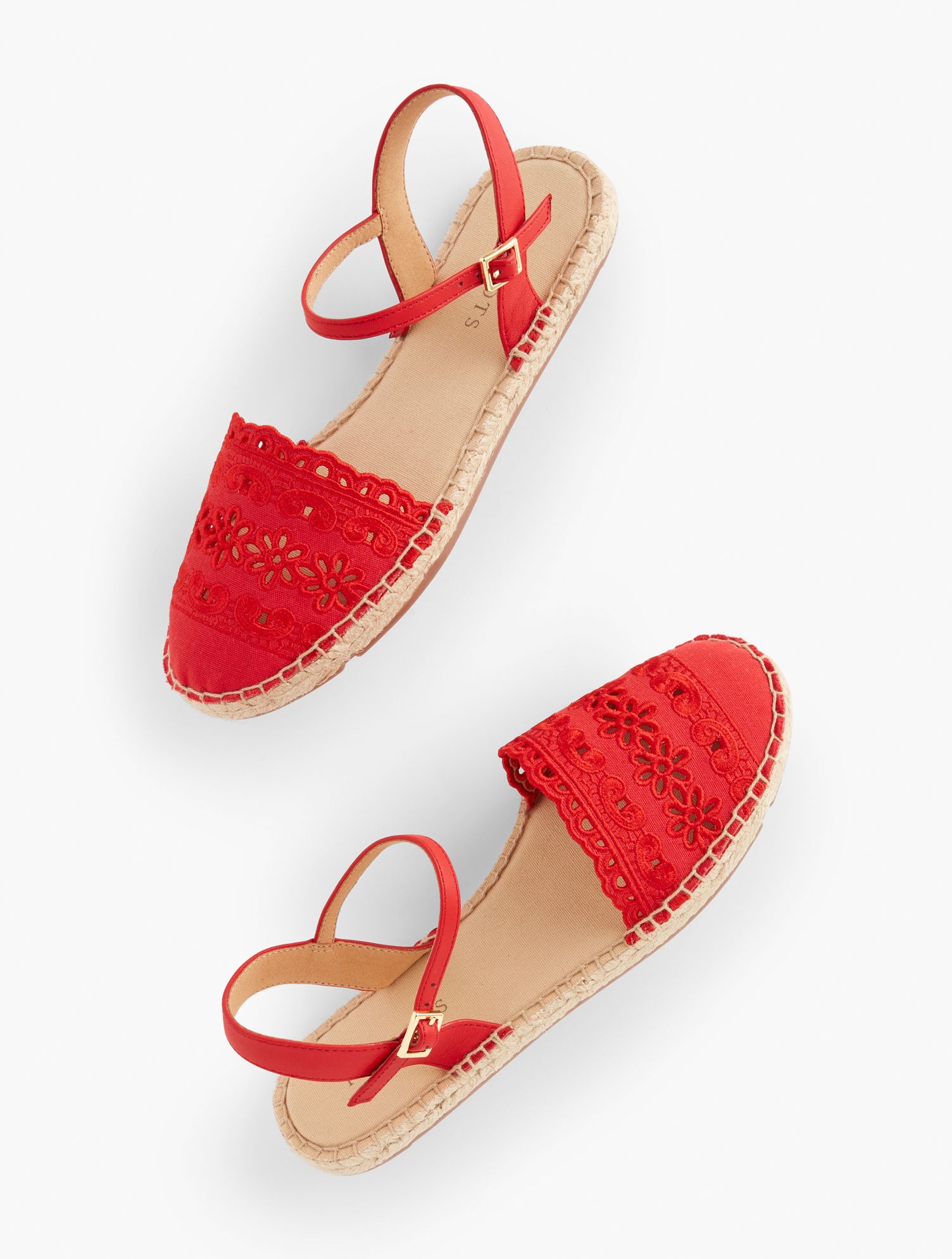 Izzy d'Orsay Canvas Eyelet Espadrille Sandals - Red Pepper - 10 1/2 M Talbots | Talbots