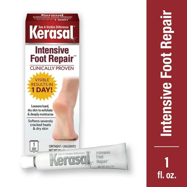 Kerasal Intensive Foot Repair, Skin Healing Ointment for Cracked Heels and Dry Feet, 1 oz | Walmart (US)