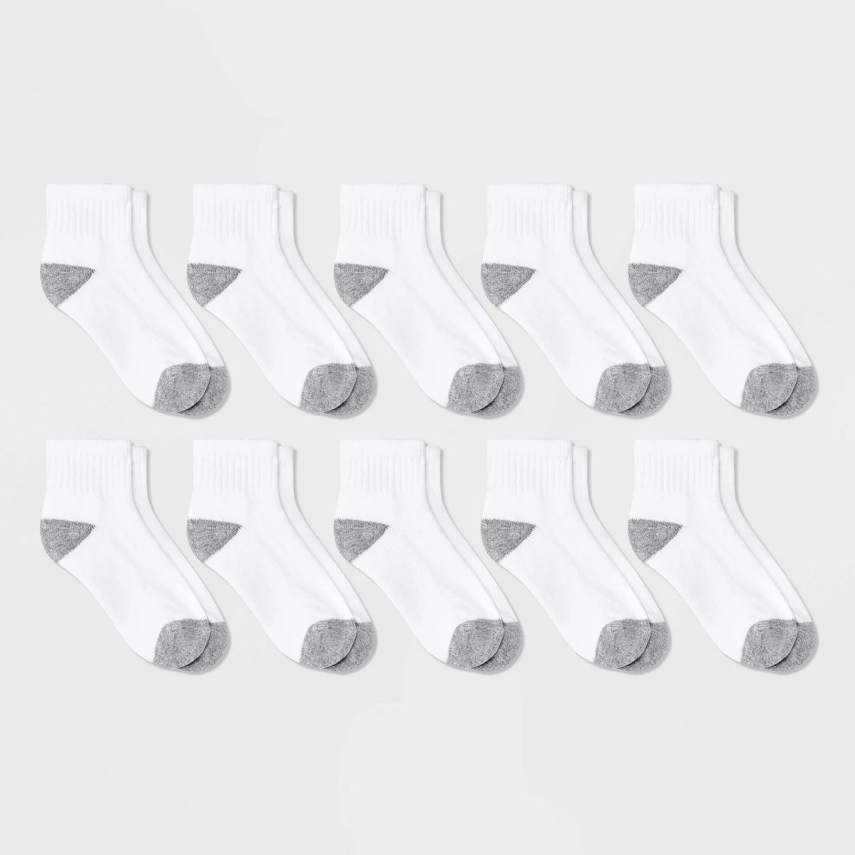 Boys' 10pk Ankle Athletic Socks - Cat & Jack™ White L | Target