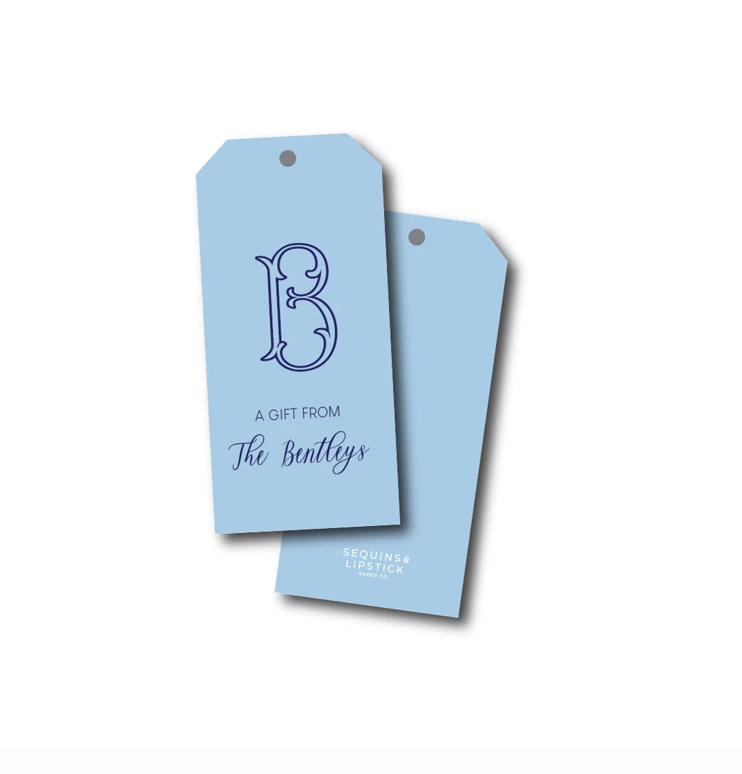 Fishtail Font Gift Tag, Monogrammed Gift Tag, Fishtail Monogram Gift Tag, Personalized Gift Tag, ... | Etsy (Global)