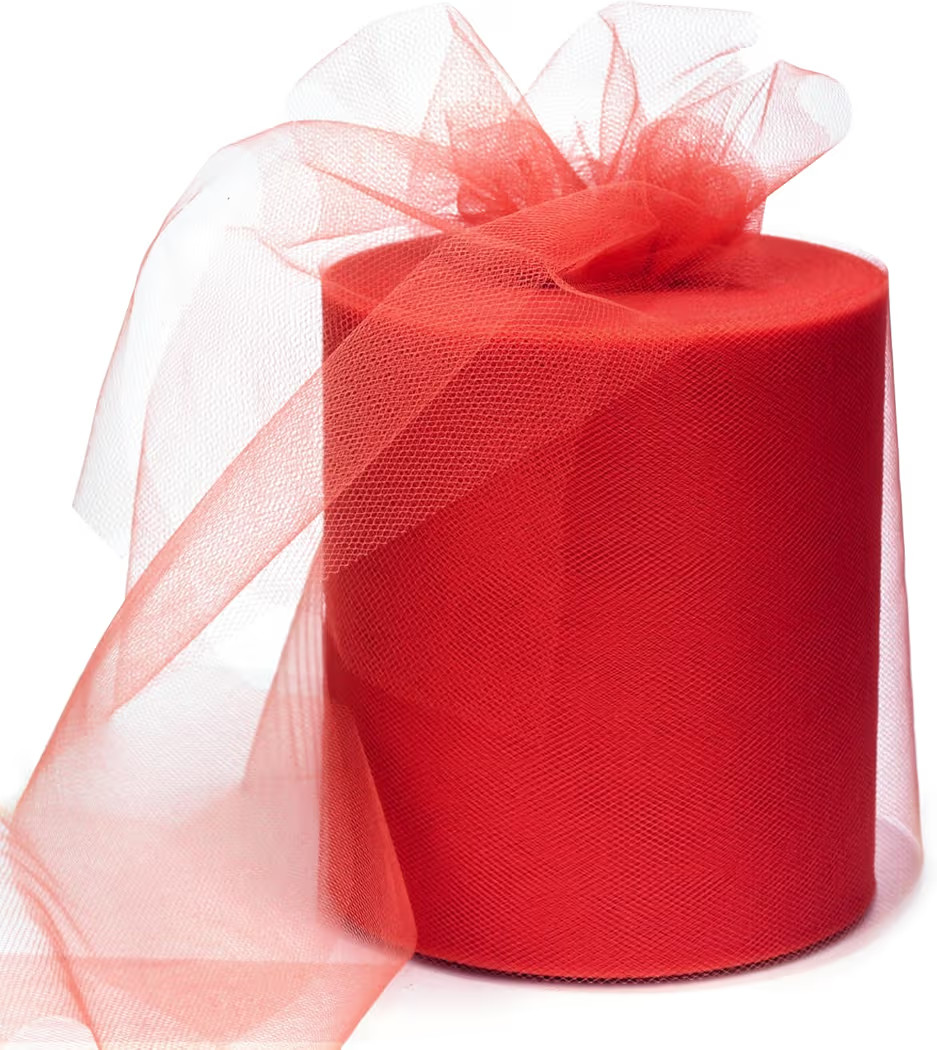 6" x 200 Yards Red Tulle Fabric Rolls, Red Spool Tulle Ribbon for DIY Tutu Skirt Wedding Decorati... | Amazon (US)