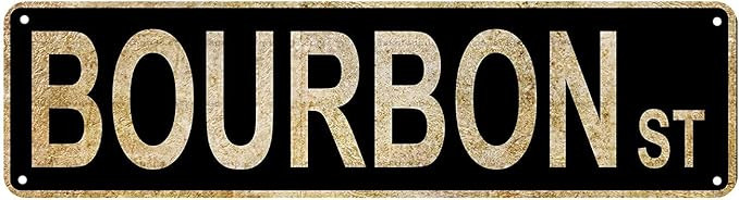 Vintage Bourbon St Street Sign Rustic Metal Tin Sign Home Outdoor Art Wall Decor 6x16 Inch （Bla... | Amazon (US)