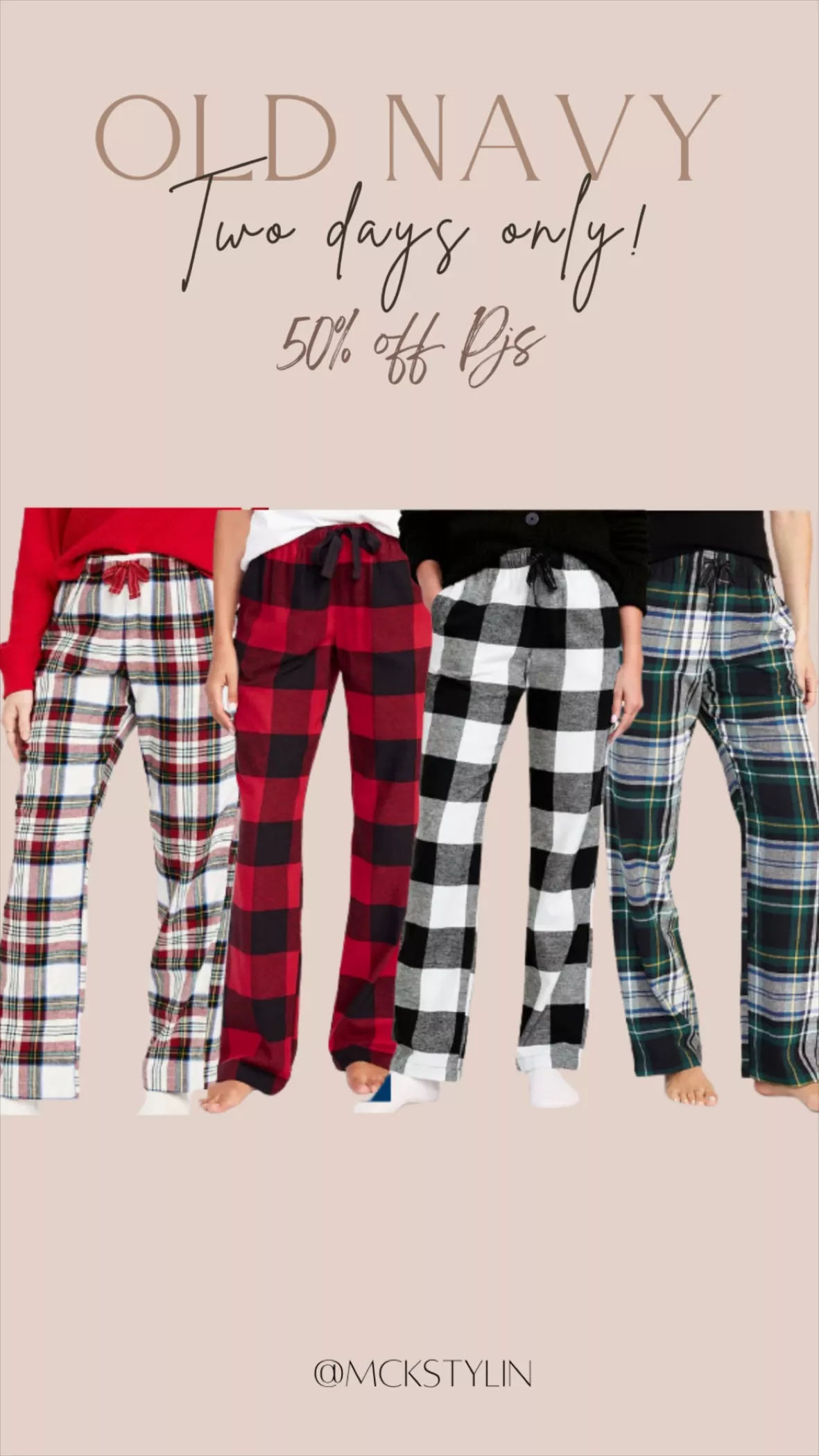 Mid-Rise Flannel Pajama Pants for Women