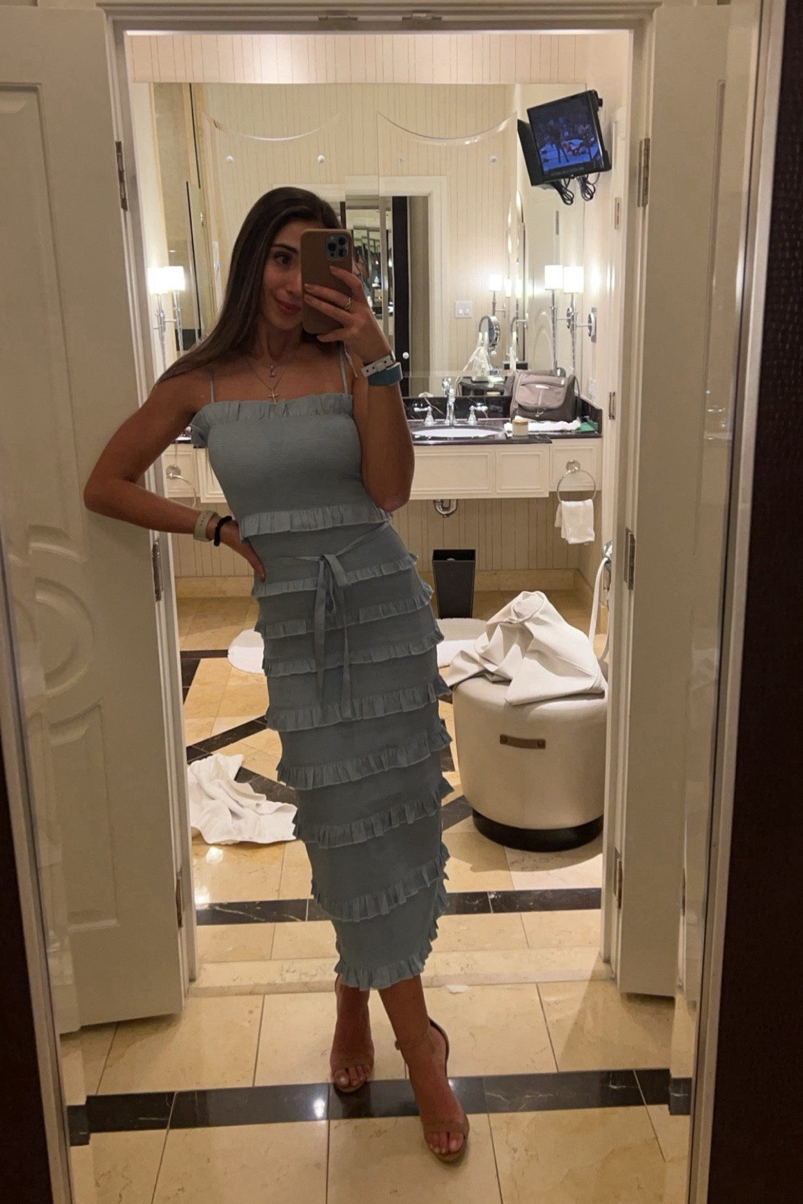 The perfect dress for all occasions! 🩵 Pairs perfectly with a nude heel. 
Steve Madden is having a HUGE cyber week sale so it’s the perfect time to get those new heels! 
• Size: 2 
• Color: Cashmere Blue

#MaxiDress #Dress #Fancy #Date #Outfit

#LTKsalealert #LTKstyletip #LTKCyberWeek