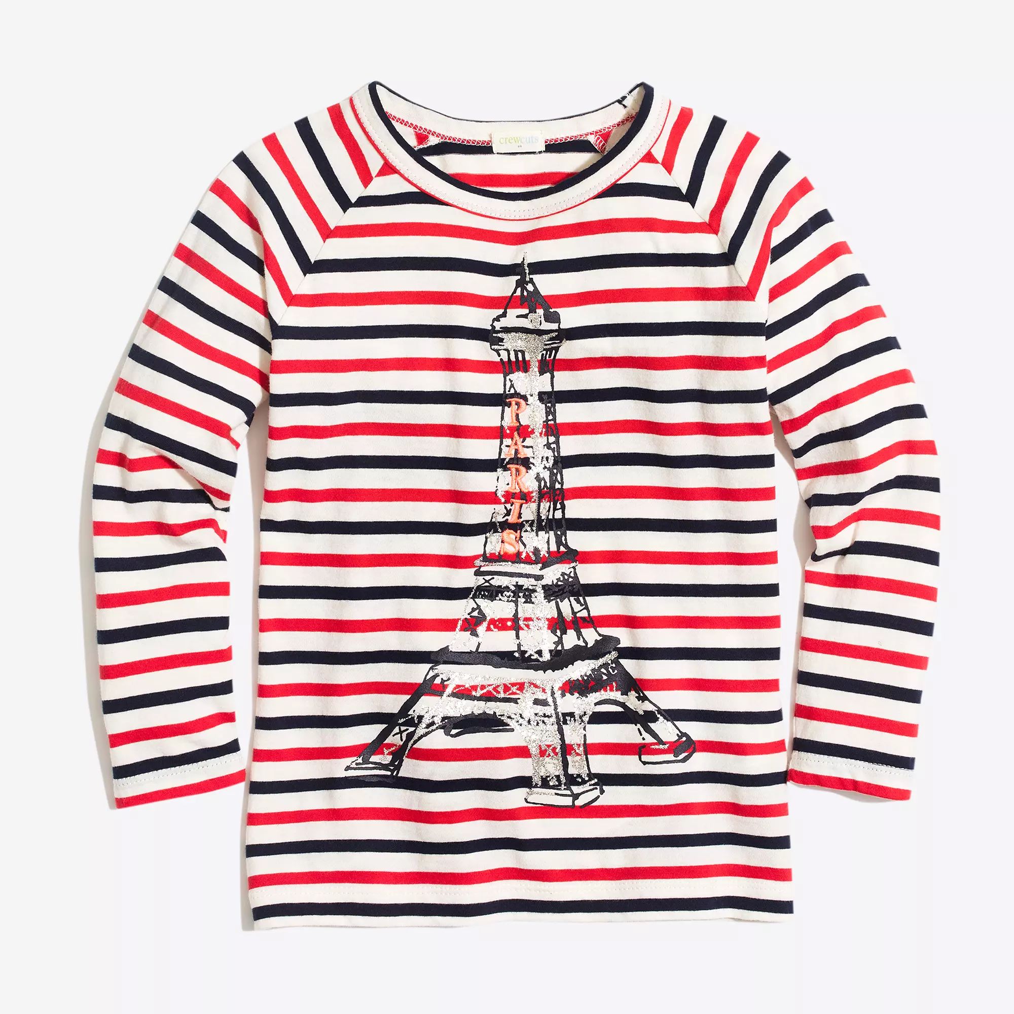 Girls' raglan-sleeve Eiffel Tower keepsake T-shirt | J.Crew Factory
