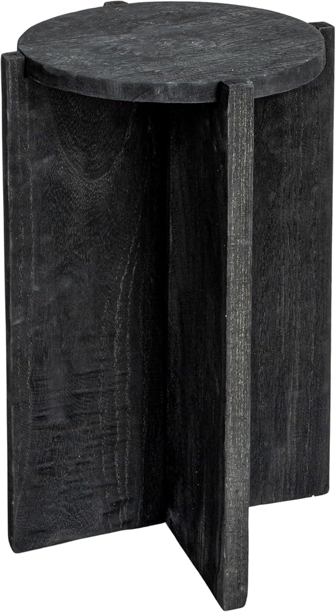 Creative Co-Op Paulownia Wood Round Accent Table, Large, Black | Amazon (US)