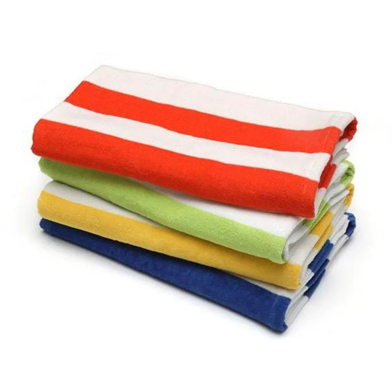 4-Pack Cabana Stripe Beach Towels, Standard Size, Assorted Colors, 28 in x 60 in | Walmart (US)