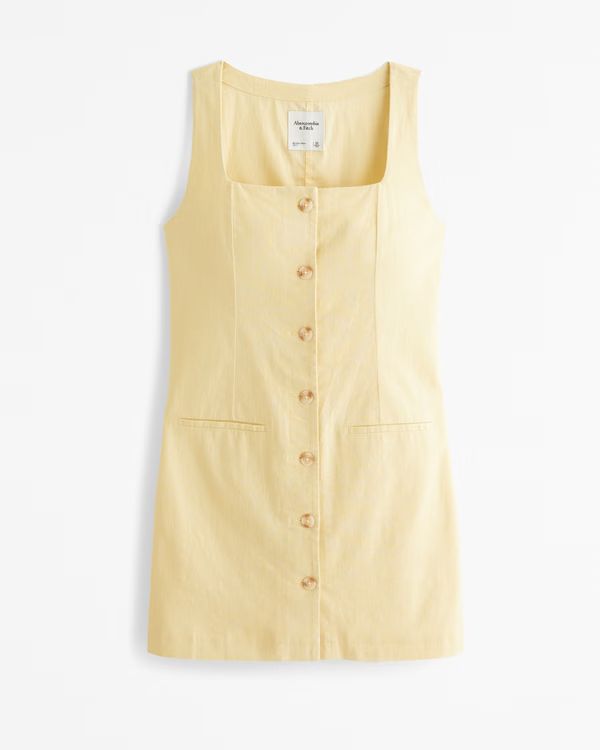 The A&F Mara Squareneck Linen-Blend Vest Mini Dress | Abercrombie & Fitch (US)